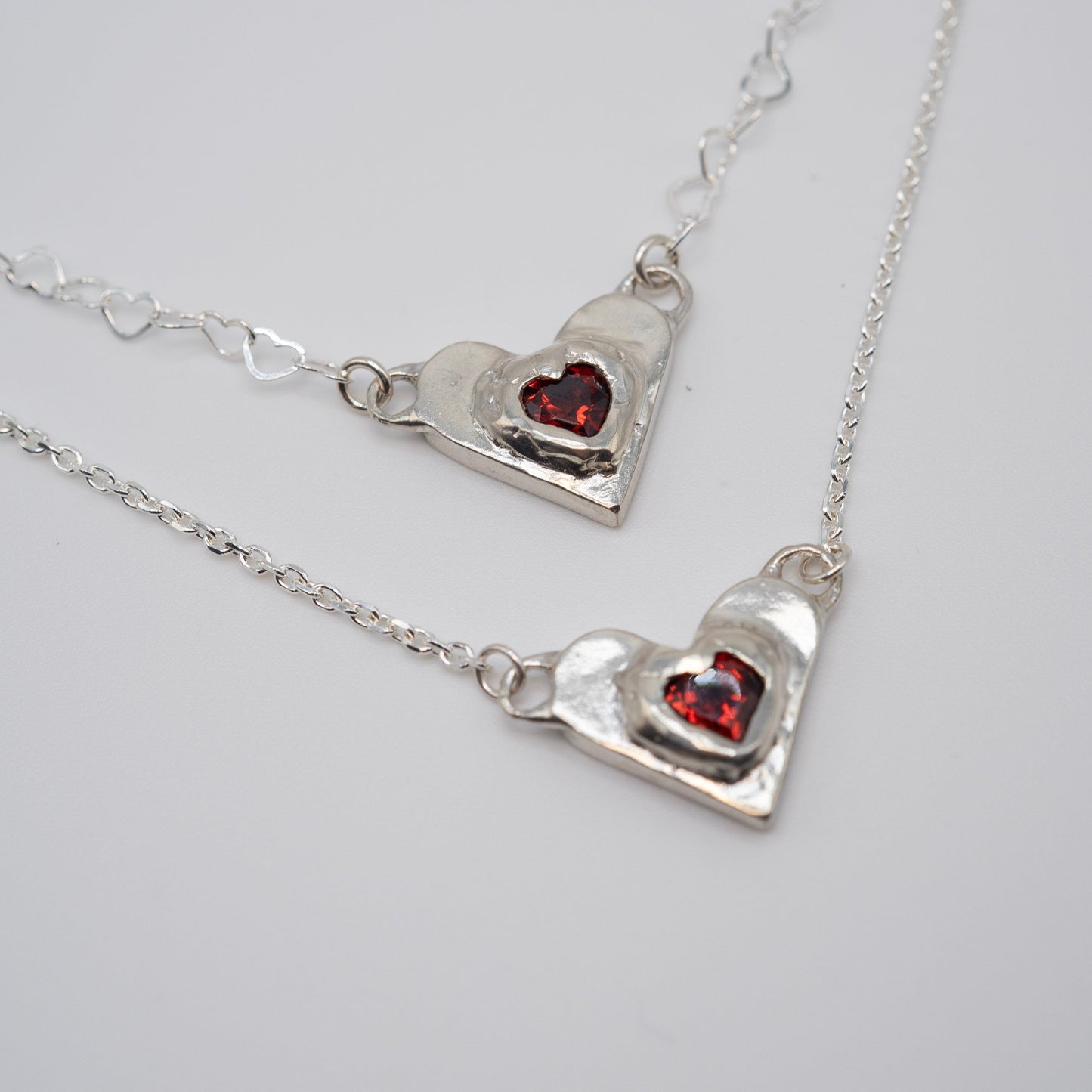 Garnet Candy Heart Necklace