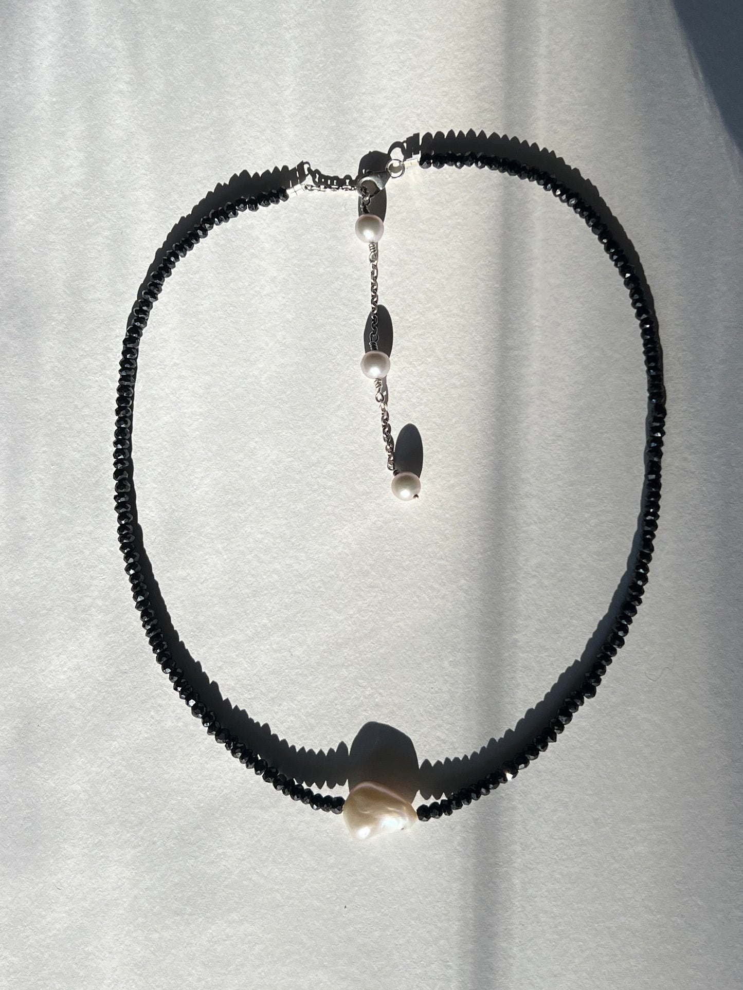 Black Spinel + Pearl Necklace