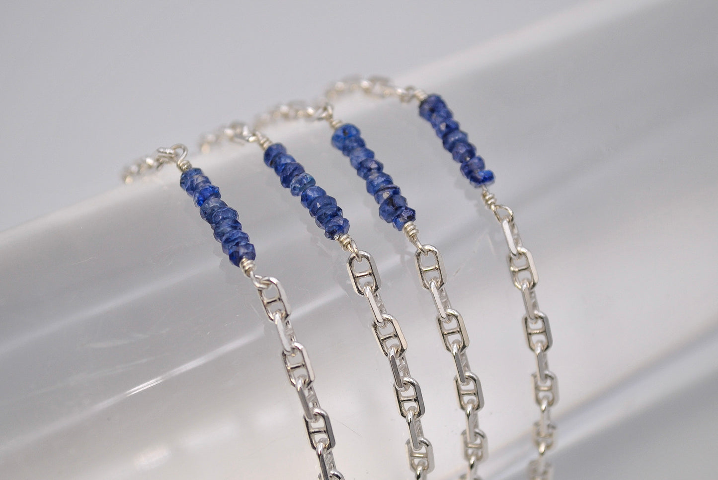 Sapphire Anchor Chain Bracelet