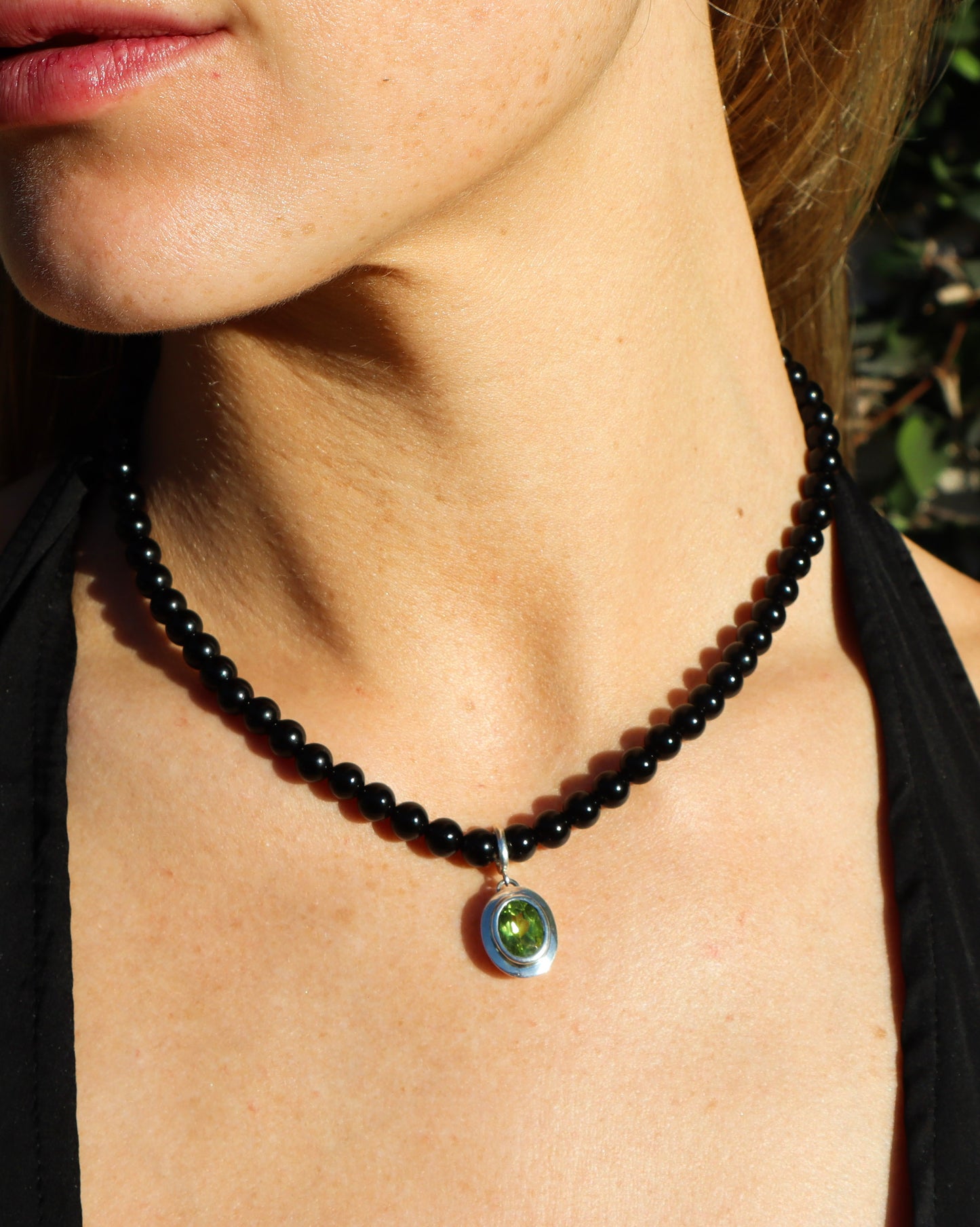Black Agate Bead Necklace