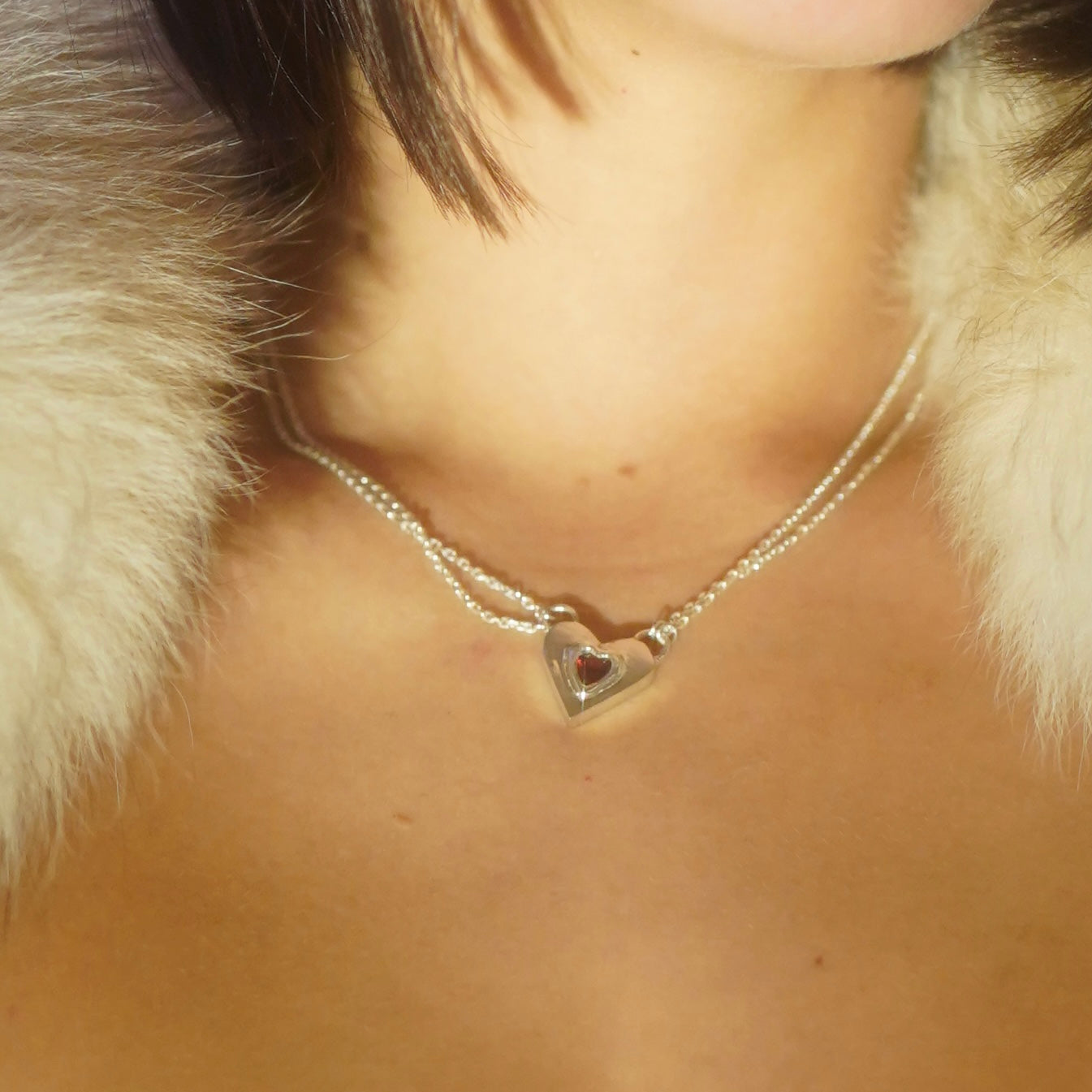 Garnet Candy Heart Necklace