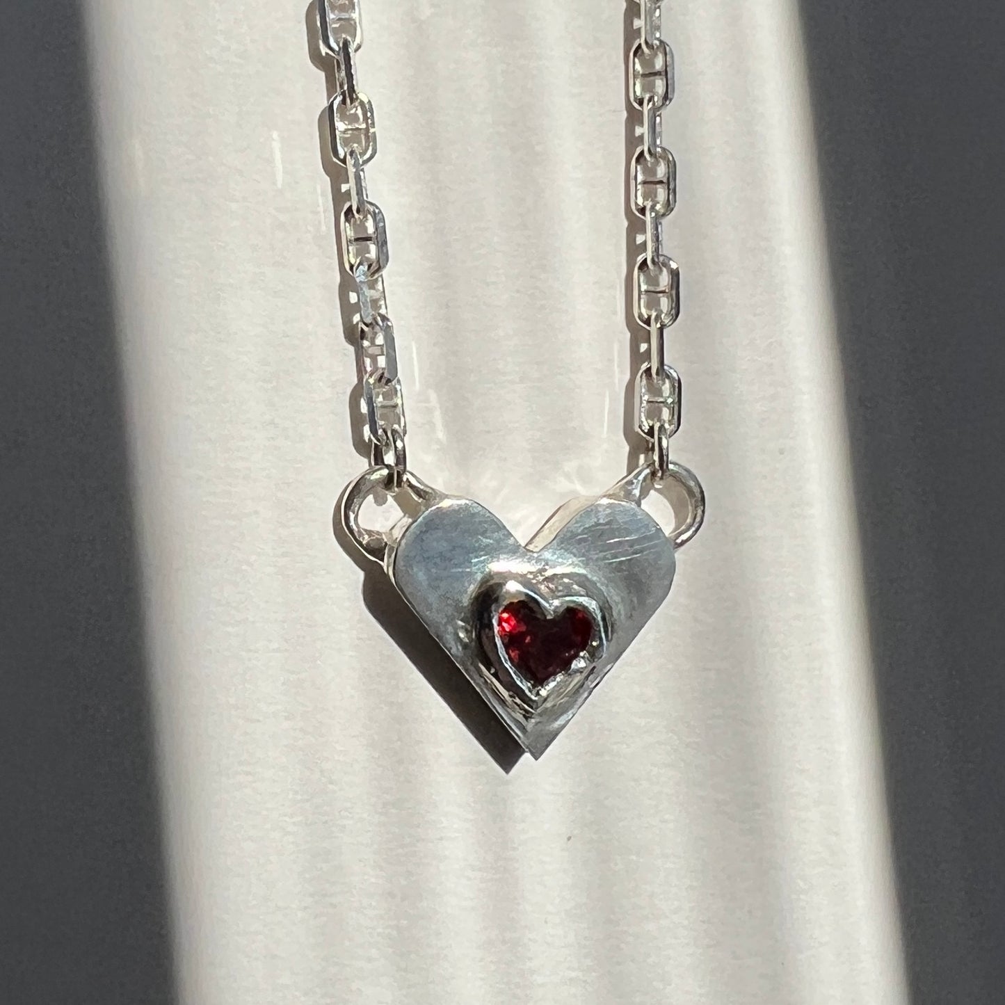 Garnet Candy Heart Necklace
