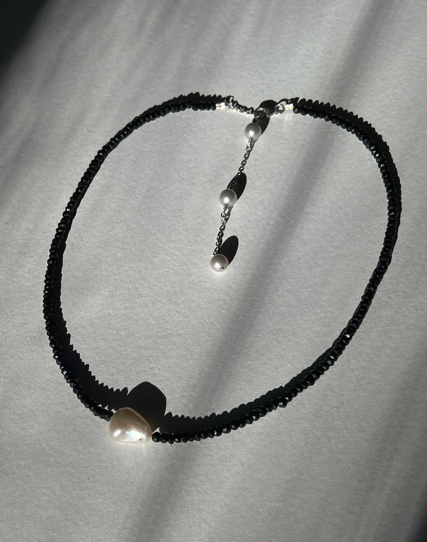 Black Spinel + Pearl Necklace