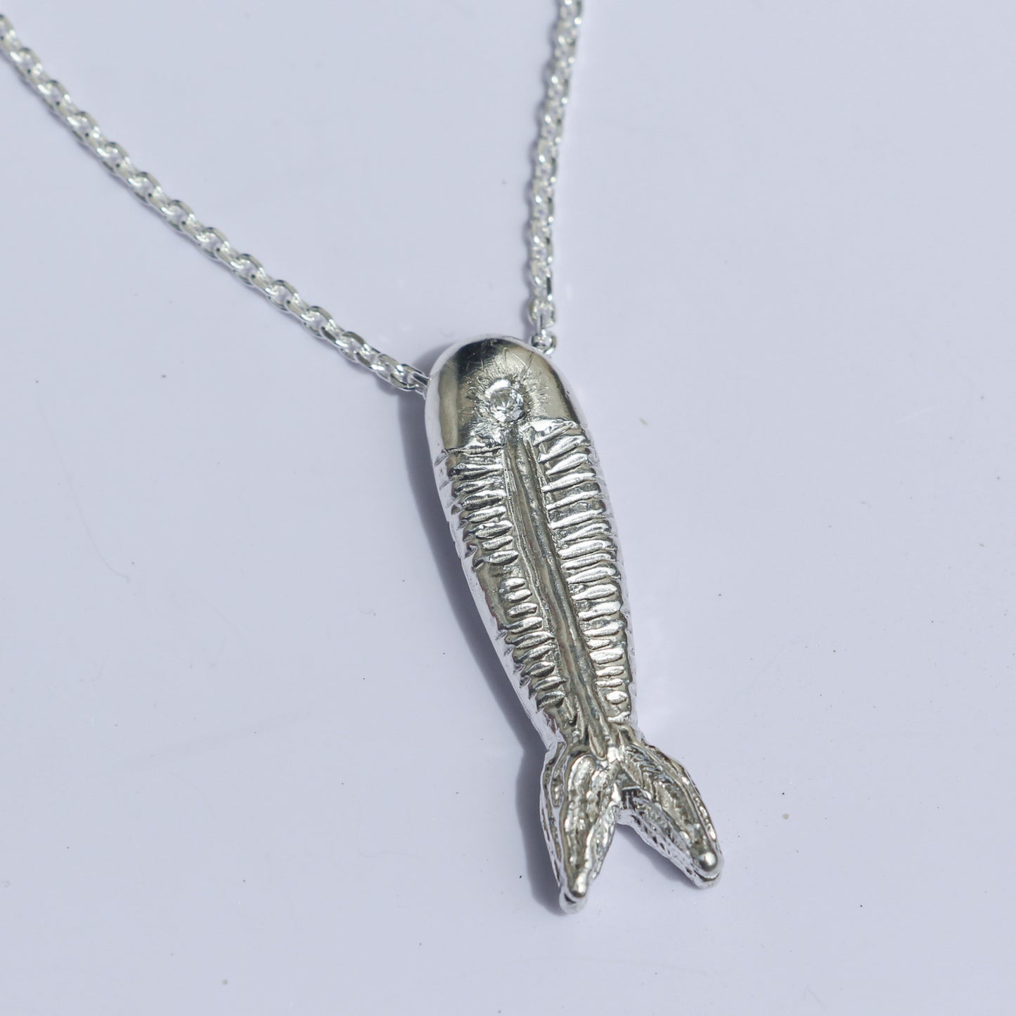 Sapphire Fishbone Pendant