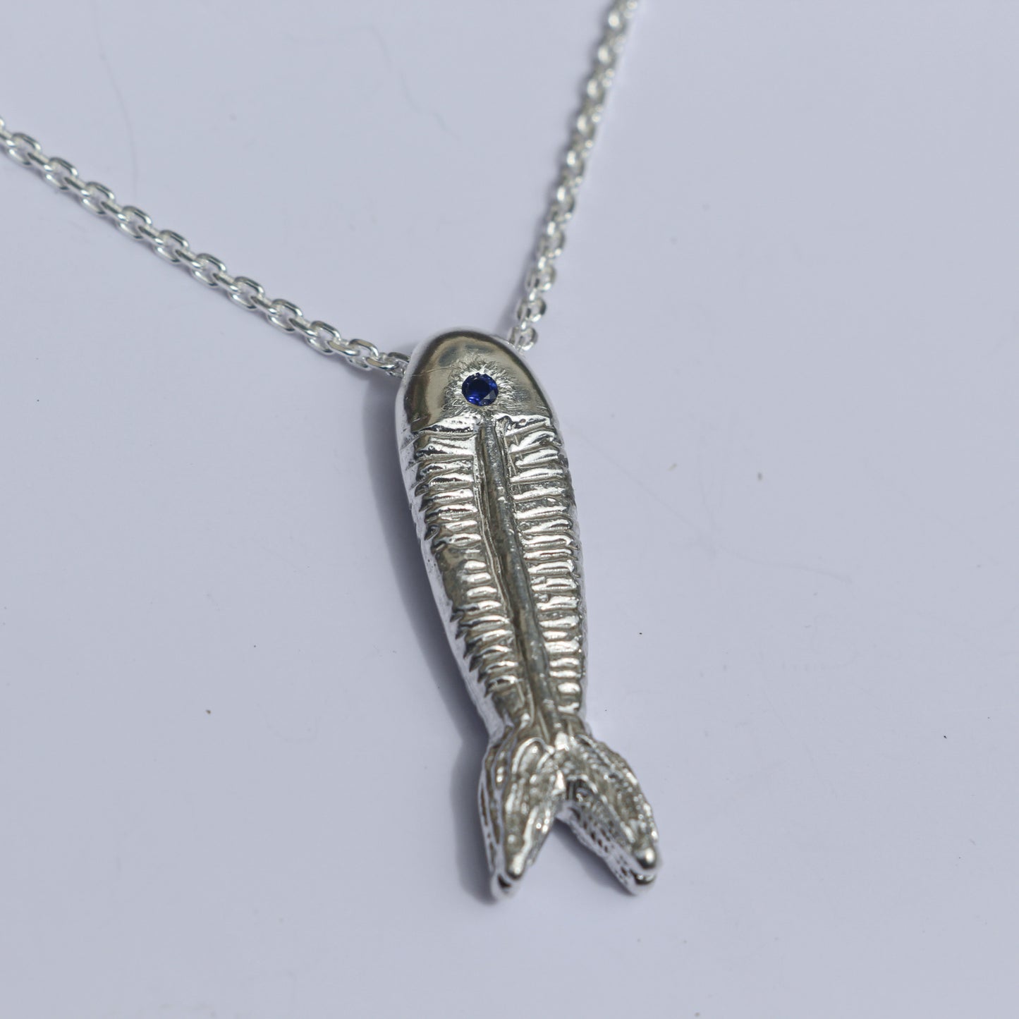 Sapphire Fishbone Pendant