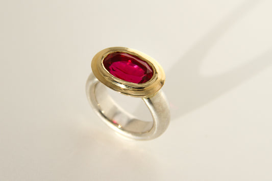 Knife Edge Bezel Ring with 6ct Ruby
